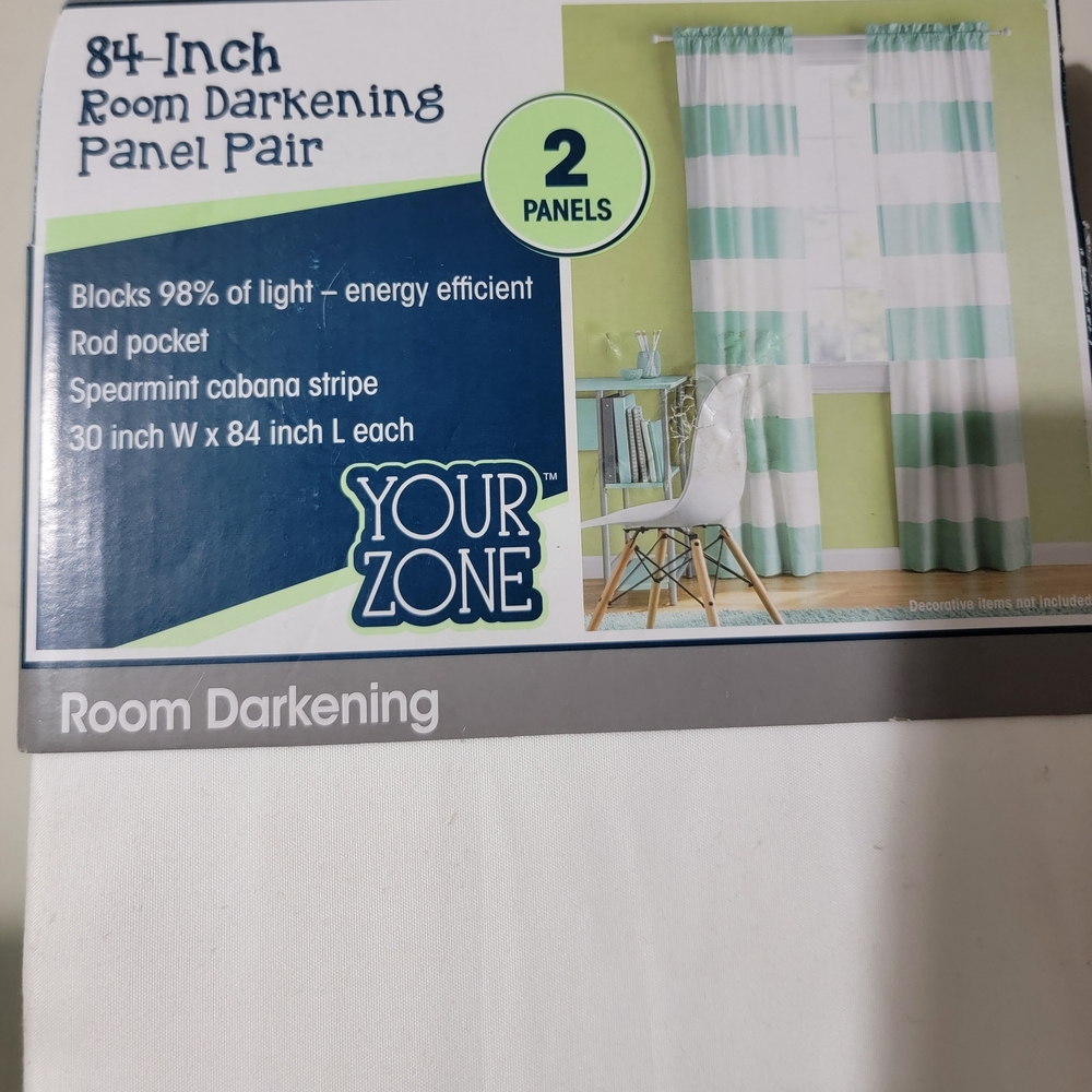 Spearmint Cabana Stripe Room Darkening Panel Pair